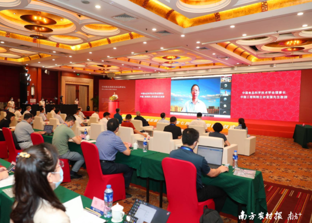 中国陈皮创新发展高峰论坛暨七月果小青柑开采仪式现场连线中国工程院院士、北京工商大学校长孙宝国。