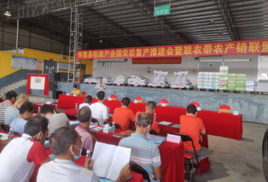 怀集县稻蔬产业园灾后复产推进会暨联农带农产销联盟成立大会现场 怀集县稻蔬产业园灾后复产推进会暨联农带农产销联盟成立大会现场